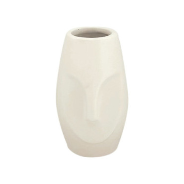 Vase ceramic visage mini blanc L8 P8 H13,3cm