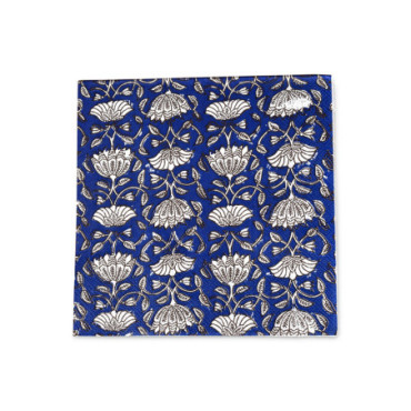 serviette papier block print fleurs bleu  x20