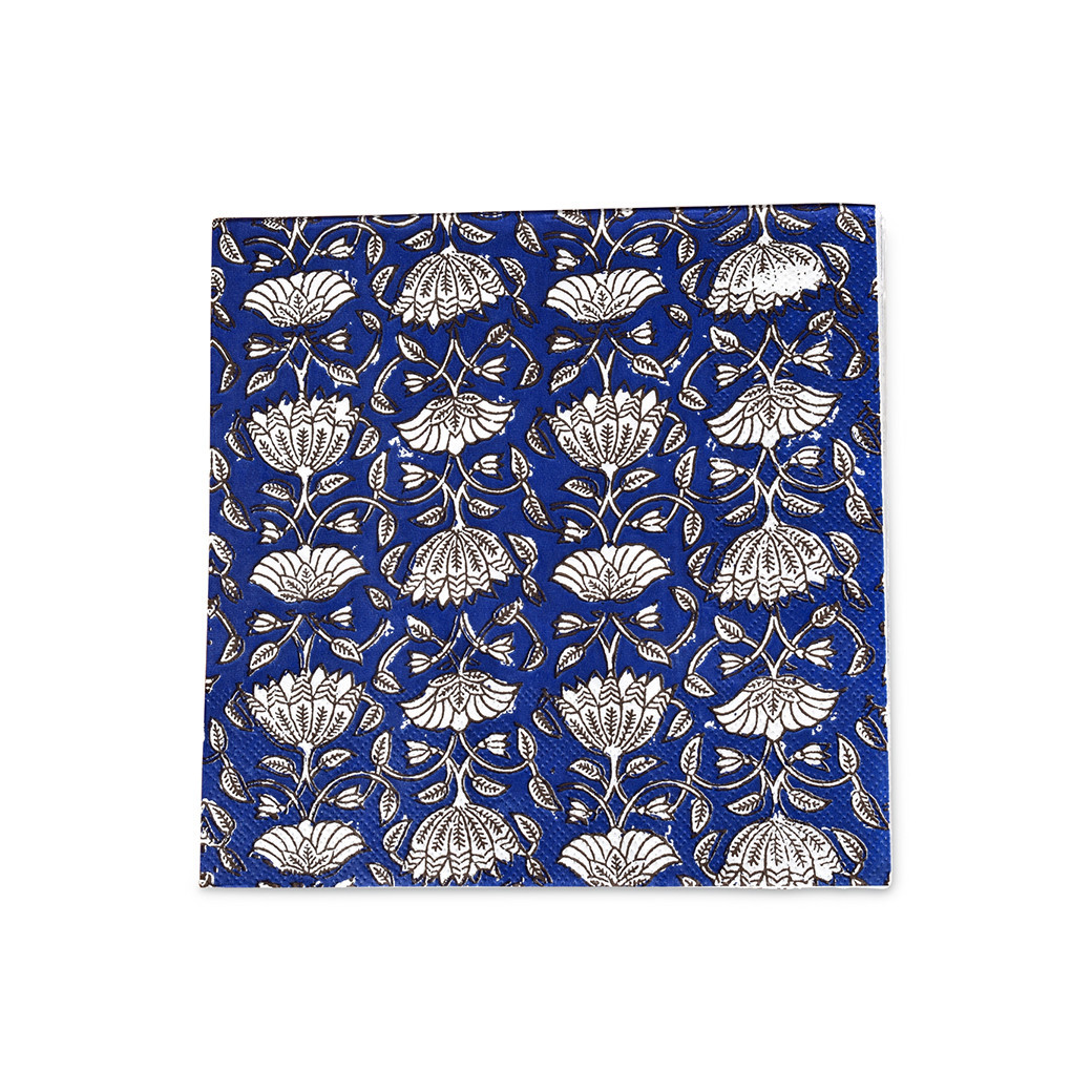 serviette papier block print fleurs bleu x20 Opjet 16412