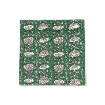 serviette papier block print fleurs vert  x20