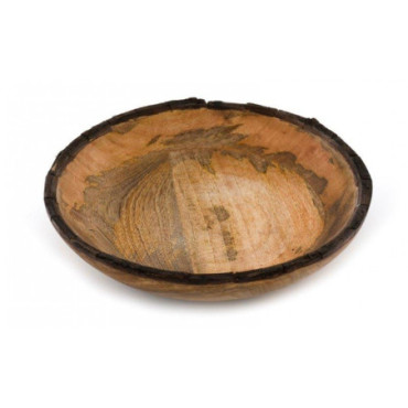 Bol en bois avec bord en écorce 30 cm