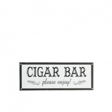 Plaque Murale Cigar Metal Noir/Blanc 39X15Cm