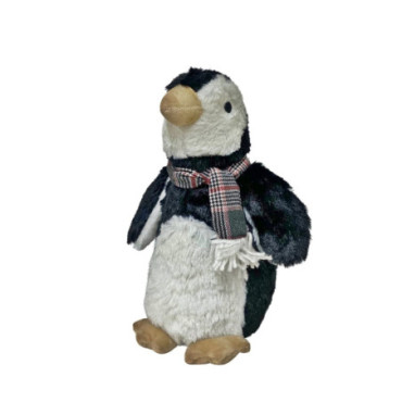 Butée de porte pingouin en tissu fausse fourrure