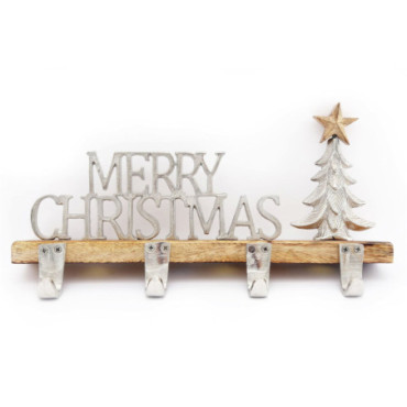 Cintre et arbre de Noël à 4 crochets en métal argenté