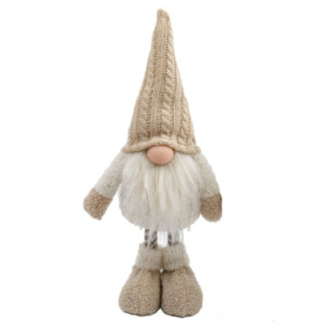 Gnome debout avec un bonnet tricoté marron