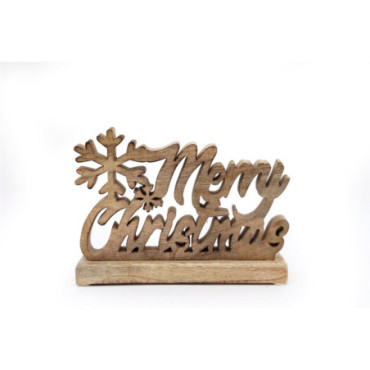 Script Joyeux Noël en bois sculpté sur base