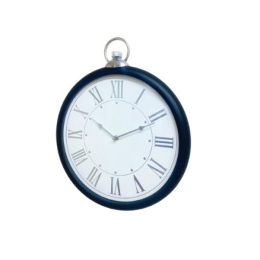 Horloge ronde noire et argentée 42cm