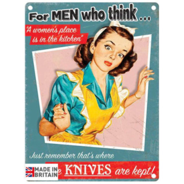 Plaque Métal 60 x 49.5cm Funny Just remember where the knives are kept