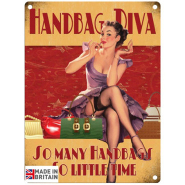 Plaque Métal 60 x 49.5cm Funny Hand Bag Diva