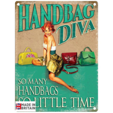 Plaque Métal 60 x 49.5cm Funny Handbag Diva