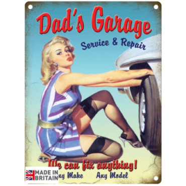 Plaque Métal 60 x 49.5cm Vintage Retro Dad's Garage