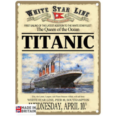 Plaque Métal 60 x 49.5cm Vintage Retro Titanic