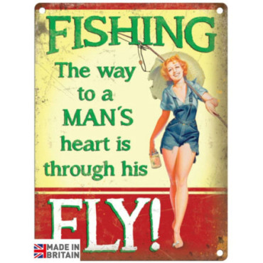 Plaque Métal 45 x 37.5cm Vintage Retro Fishing Way