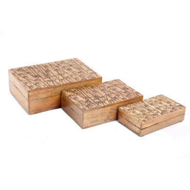 Boîtes sculptées en bambou ensemble de trois