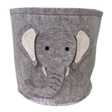 Poubelle de rangement en feutre avec visage d'éléphant 35 cm