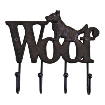 Crochets muraux rustiques en fonte motif chien avec 4 crochets