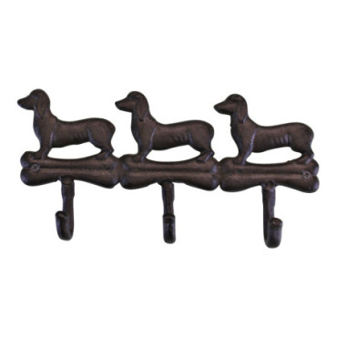 Crochets muraux rustiques en fonte motif chien saucisse avec 3...