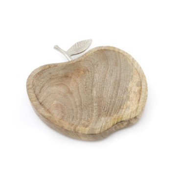 Plateau en bois conçu pour pommes avec feuille d'argent - Petit