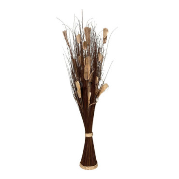 Vase à tige torsadée avec fleurs séchées brun foncé et crème