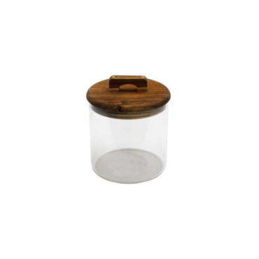 Pot de conservation en verre avec couvercle en acacia 1.1 L