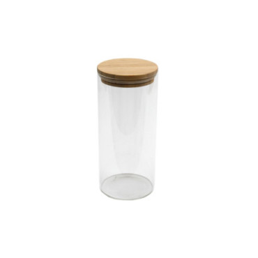 Pot en verre avec couvercle en bambou 21 cm