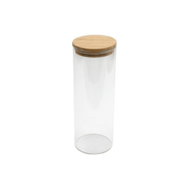 Pot en verre avec couvercle en bambou 25 cm