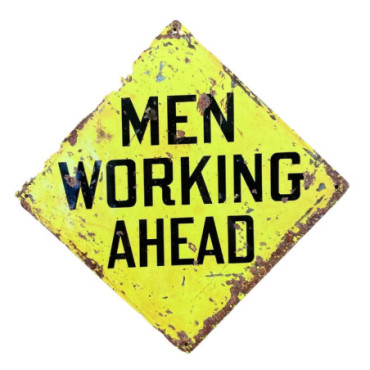 Enseigne murale carrée en métal - Hommes au travail