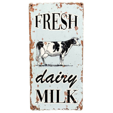 Panneau mural vintage en métal  Ferme de vaches laitières fraîches