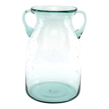 Grand vase à bulles vert marguerite avec poignées