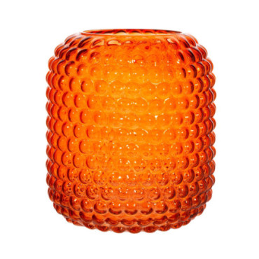 Vase à pompons en verre ambré