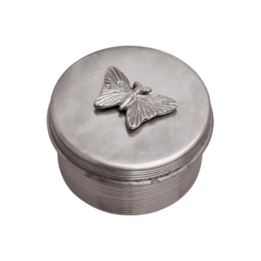 Boîte ronde argent Papillon