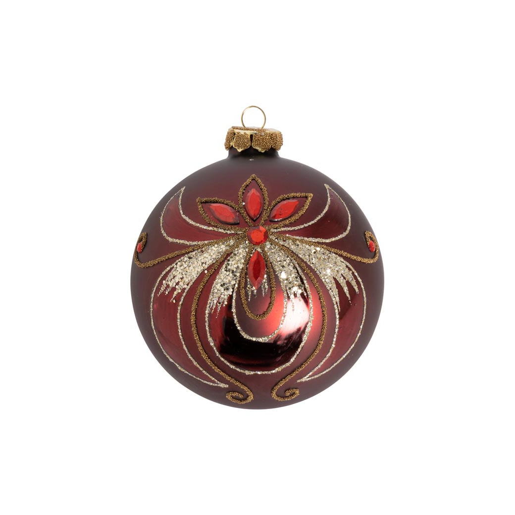 Boule de Noël bordeau et diamants Chehoma 35795