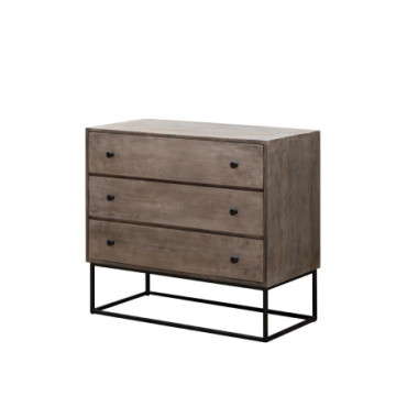 Commode 3 tiroirs patine grise Earl