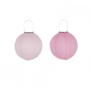 Lampion Led Energie Solaire Rose/Rose Clair Taille S 25X25X25Cm