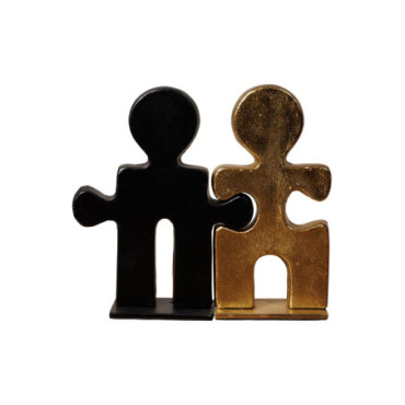 Sculpture couple puzzle noir & doré