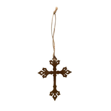 Suspension croix antique métal fin