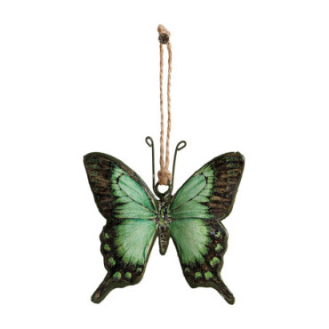 Suspension papillon fer vert & bronze