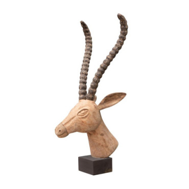 Grande tête de gazelle bois sculpté