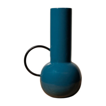 Vase lacqué bleu hanse ronde