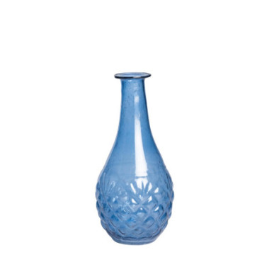Vase verre recyclé bleu
