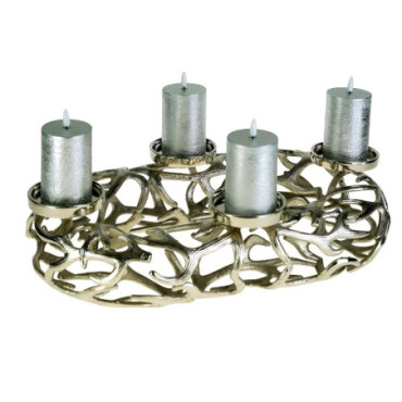 Bougeoir couronne de bois de cervidés argent Candle Light
