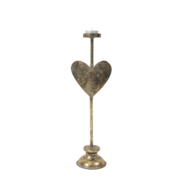 candle holder Heart gold metal 11.5x9x38 cm Chandeliers