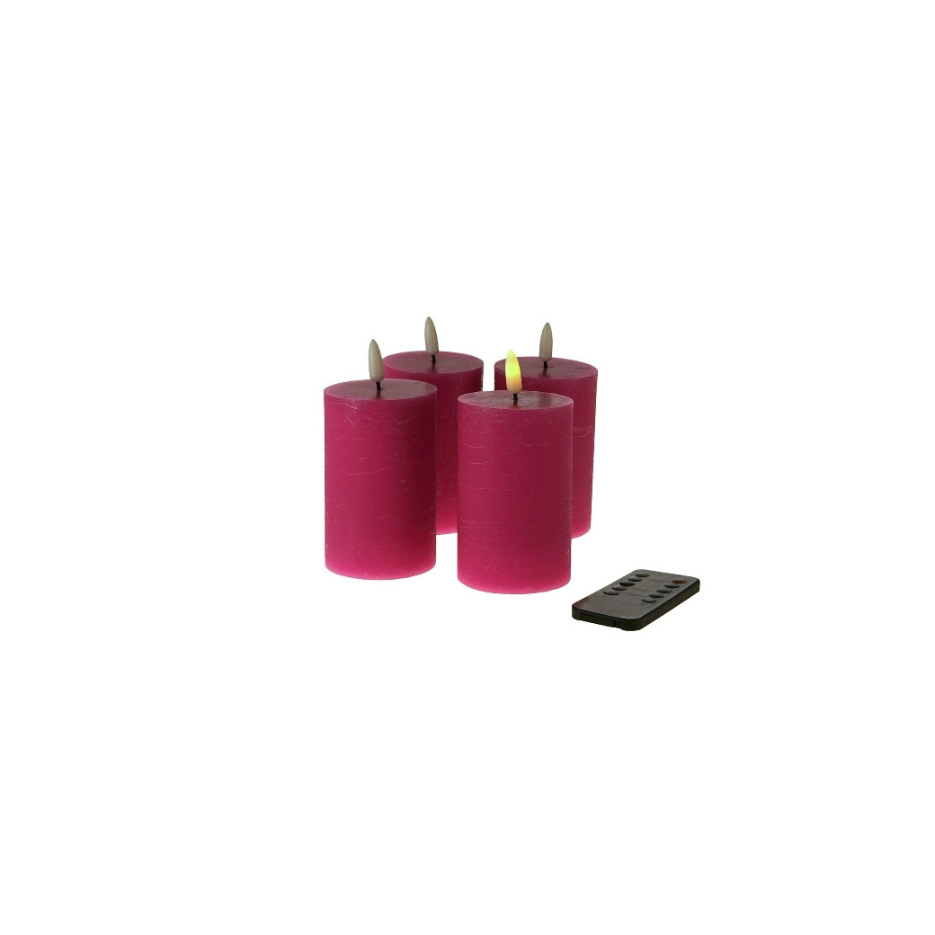 Bougie Led Lot De 4 Flamme 3D Rose Plastique/Cire Werner Voss