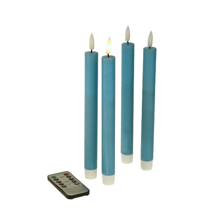 Star Trading Set de bougies LED sur tige Flamme Stripe, 25 cm, bleu, 2  pièces