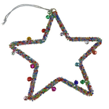 Pendentif étoile avec perles multicolore Ornements & Clips