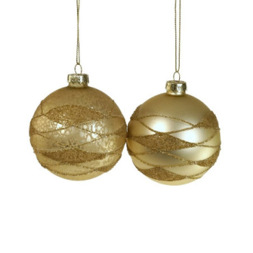 Boule en verre avec paillettes or Golden Noël