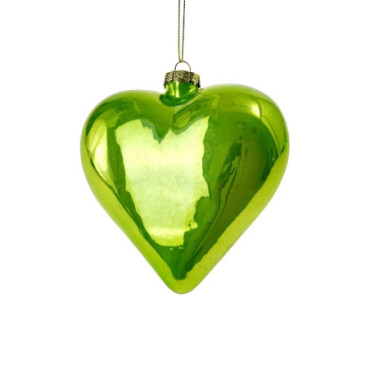 Coeur en verre nacré vert Noël Garden