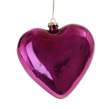 Coeur en verre nacré violet Colorful X-Mas