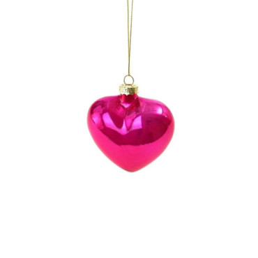 Coeur en verre Pearly rose Colourful Noël