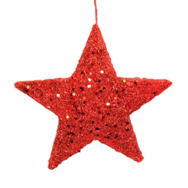 Étoile en sisal rouge avec paillettes Classic Noël